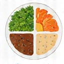 Icona di un piatto bilanciato con alimenti sani