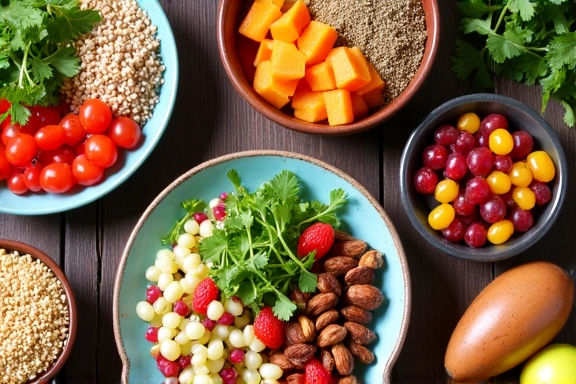 Diverse ciotole di cibo sano e colorato, simbolo di piani alimentari